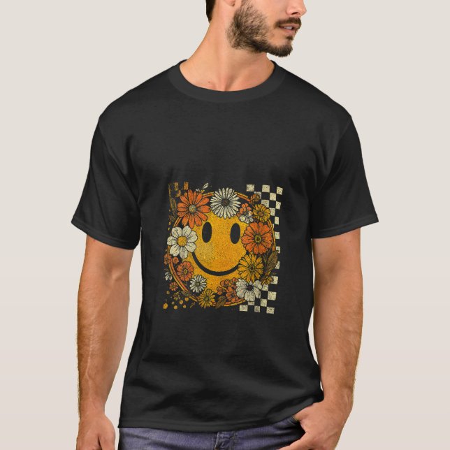 Herbstlaub der Retro-Wildblume Pumpkin Herbst T-Shirt (Vorderseite)