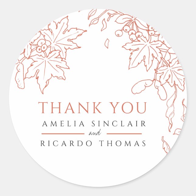 Herbstlaub, die die orange Gastgeschenk Hochzeit g Runder Aufkleber (Vorderseite)