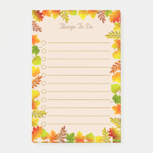 Herbstlaub-Dinge-zu-tun-linierte Post-it-Notizen Post-it Klebezettel