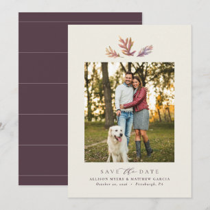 Herbstlaub einfaches elegantes Herbst-Pflaume Foto Save The Date