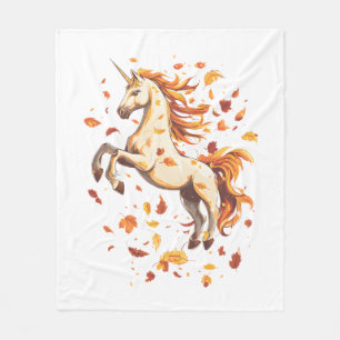 Herbstlaub Einhorn (1) Fleecedecke