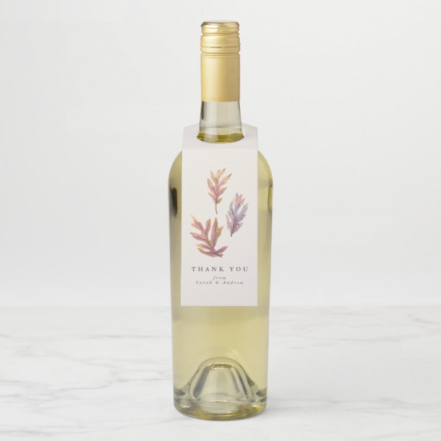 Herbstlaub Erntedank danke Wein Flaschenanhänger (Auf Flasche)