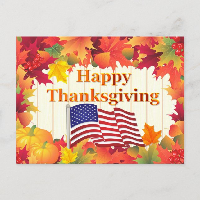 Herbstlaub & Erntedank Holiday Feiertagspostkarte (Vorderseite)
