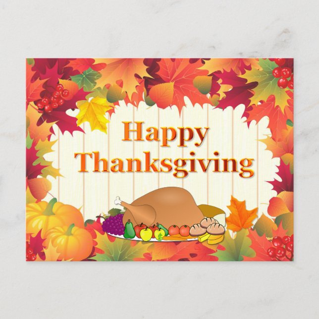 Herbstlaub & Erntedank Holiday Feiertagspostkarte (Vorderseite)