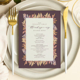 Herbstlaub Erntedank Menü Menükarte