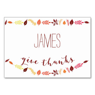 Herbstlaub Erntedank Platzkarten Tischnummer