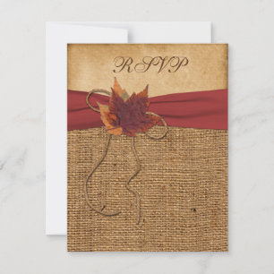 Herbstlaub, FAUX Jute RSVP Karte