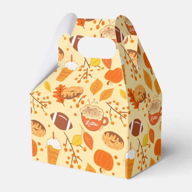 Herbstlaub Football und Pumpkin Gewürzmuster Geschenkschachtel (Vorderseite)