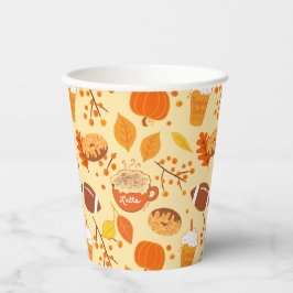 Herbstlaub Football und Pumpkin Gewürzmuster Pappbecher