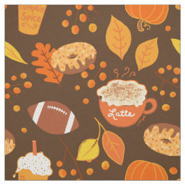 Herbstlaub Football und Pumpkin Gewürzmuster Stoff