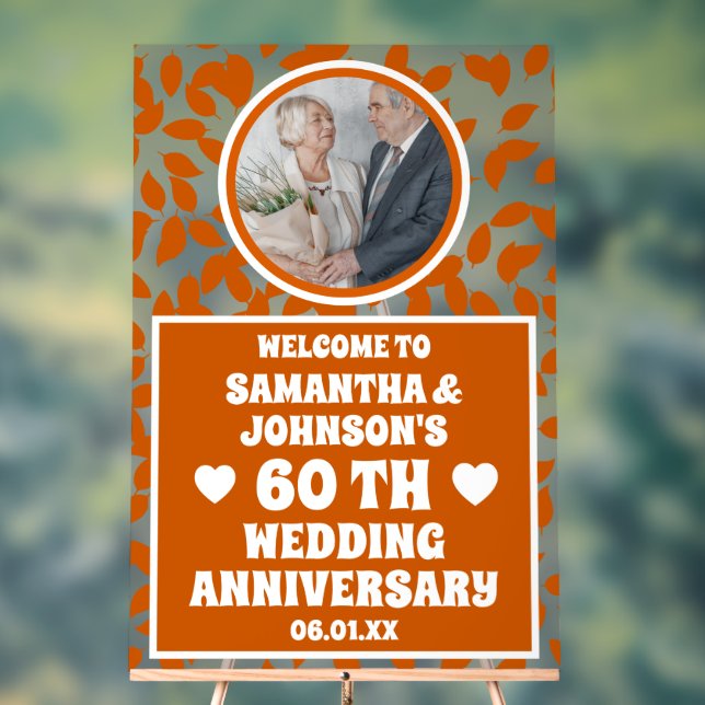 Herbstlaub Foto 60. Hochzeitstag Mattiert Acrylschild (Neutral)