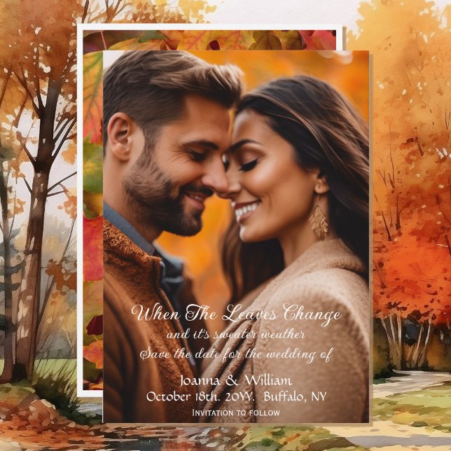 Herbstlaub Foto Herbsthochzeit speichern das Datum Save The Date (Von Creator hochgeladen)