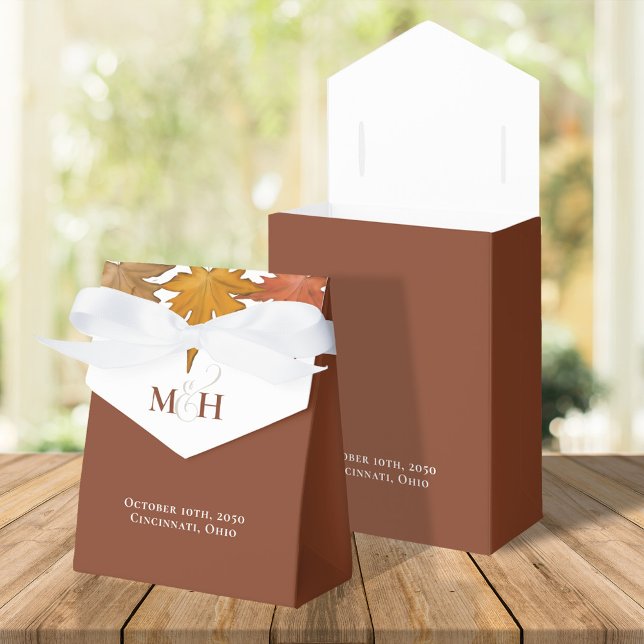 Herbstlaub Gastgeschenk Hochzeit Wasserfarbe Geschenkschachtel (Fall leaves custom wedding favor box, with burgundy colors)