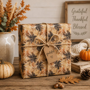 Herbstlaub-Geschenkpapier in cremigem Beige und Br Geschenkpapier