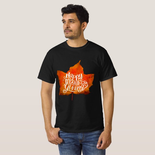 HERBSTLAUB GLÜCKLICH DANKSGIVING TAG T-Shirt (Vorne ganz)