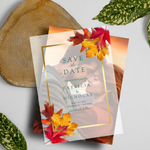 Herbstlaub Golden Frame Wedding Save the Date