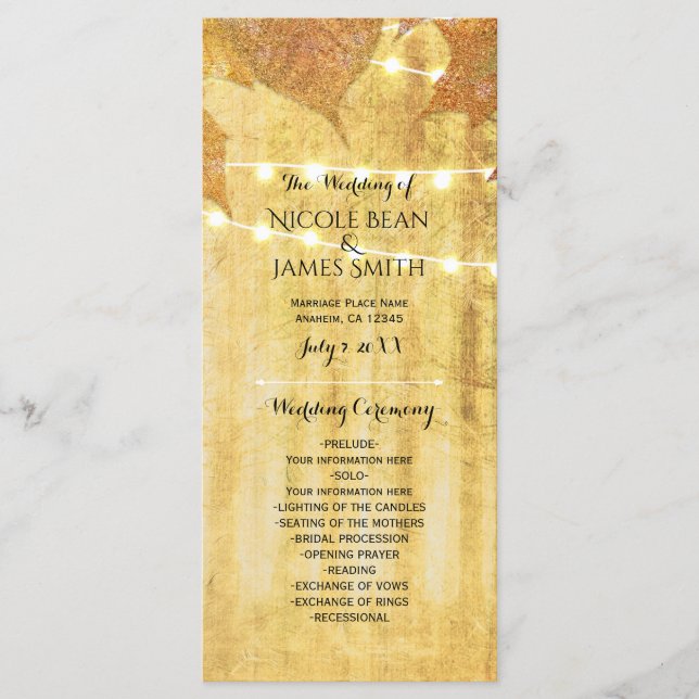 Herbstlaub Goldener Herbst Rustikales Holzprogramm Programm (Vorderseite)