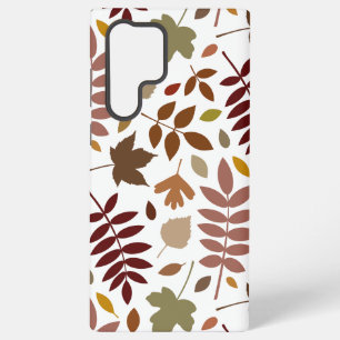 Herbstlaub großes Muster Herbstfarben auf Weiß Samsung Galaxy Hülle
