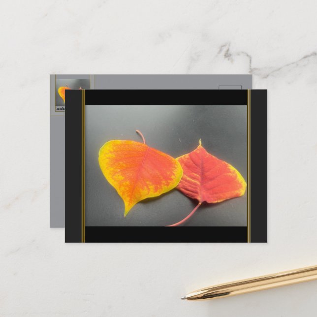 Herbstlaub-Grußkarte Postkarte (Vorderseite/Rückseite Beispiel)