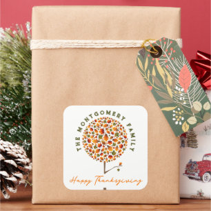 Herbstlaub Herbst Pop Bäume glücklich Thanksgiving Quadratischer Aufkleber