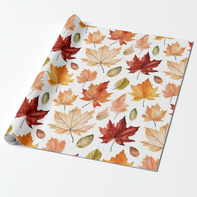 Herbstlaub Herbst Terracotta Brown Boho Muster Geschenkpapier (Ungerollt)