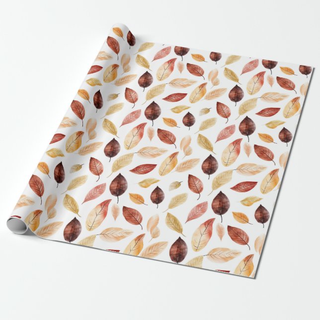 Herbstlaub Herbst Terracotta Brown Boho Muster Geschenkpapier (Ungerollt)