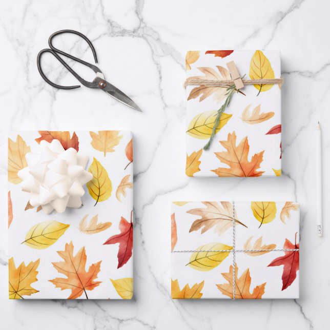 Herbstlaub Herbst Terracotta Brown Boho Muster Geschenkpapier Set (Vorderseite)