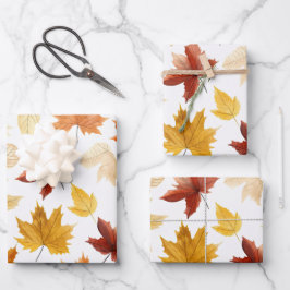 Herbstlaub Herbst Terracotta Brown Boho Muster Geschenkpapier Set