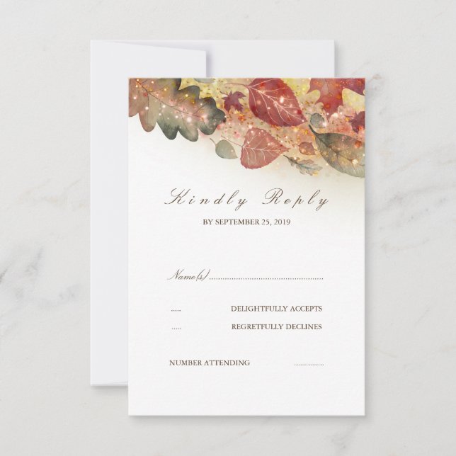 Herbstlaub Hochzeit RSVP (Vorderseite)