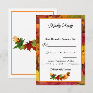 Herbstlaub Hochzeit-RSVP-Karte Dankeskarte