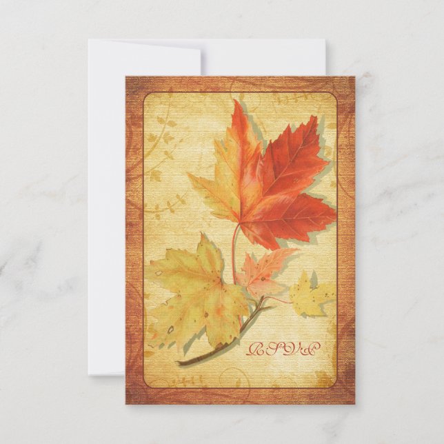 Herbstlaub Hochzeitskarte (RSVP-Karte) Ver 3 RSVP Karte (Vorderseite)