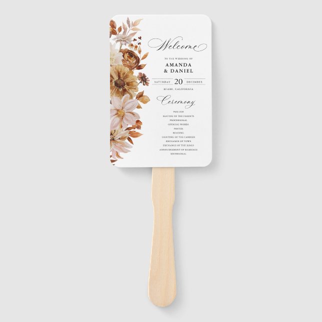 Herbstlaub Hochzeitsprogramm Handfächer (Vorderseite)