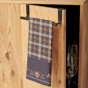 Herbstlaub im Karomuster Geschirrtuch