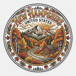 Herbstlaub in den White Mountains New Hampshire Runder Aufkleber