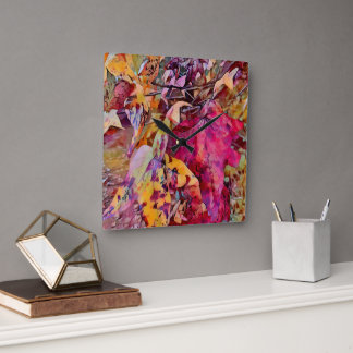 Herbstlaub in die Wasserfarbenwand Quadratische Wanduhr