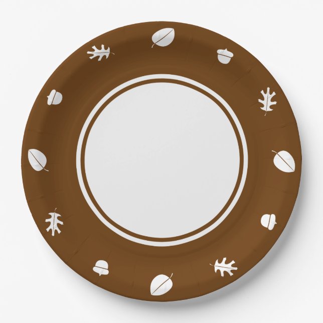 Herbstlaub in Schokoladenpapierplatten Pappteller (Vorderseite)