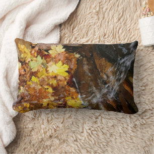 Herbstlaub in Wasserfall III Herbst Natur Lendenkissen