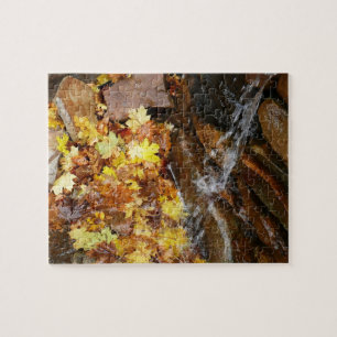 Herbstlaub in Wasserfall III Herbst Natur Puzzle
