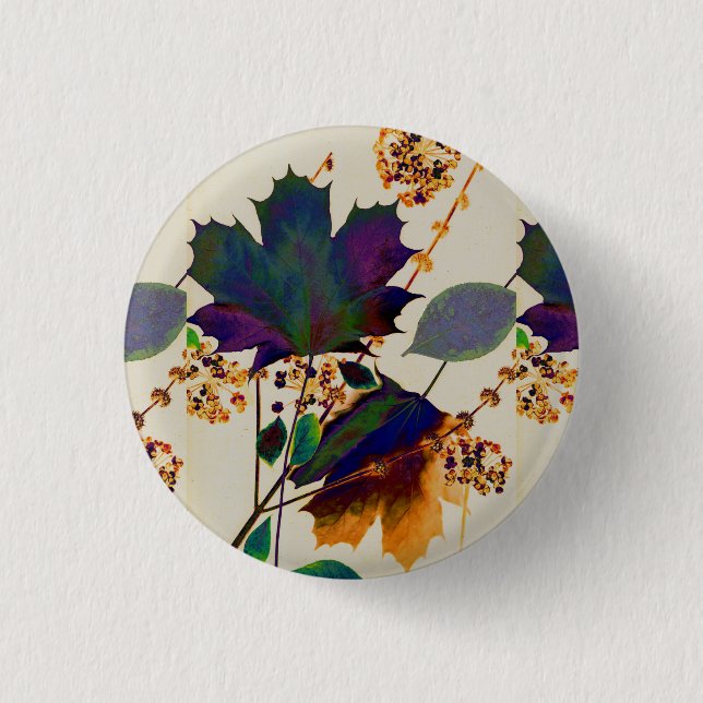 Herbstlaub Königliche Farben Button (Vorderseite)