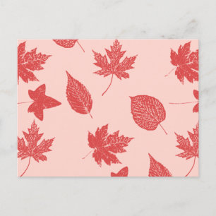 Herbstlaub - Korallenorange und Rosa Postkarte