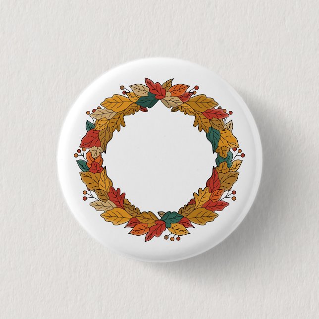 Herbstlaub-Kranzkreis Button (Vorderseite)