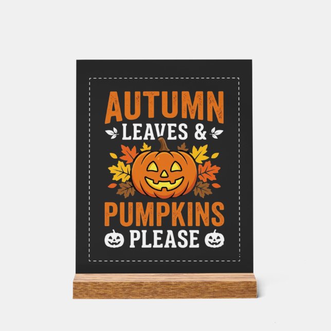 Herbstlaub-Kürbis-Halloween-Design Acrylschild (Vorderseite)