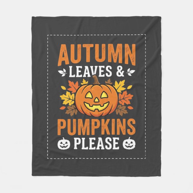 Herbstlaub-Kürbis-Halloween-Design Fleecedecke (Vorderseite)