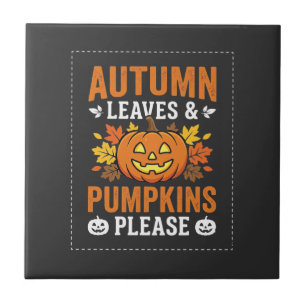 Herbstlaub-Kürbis-Halloween-Design Fliese