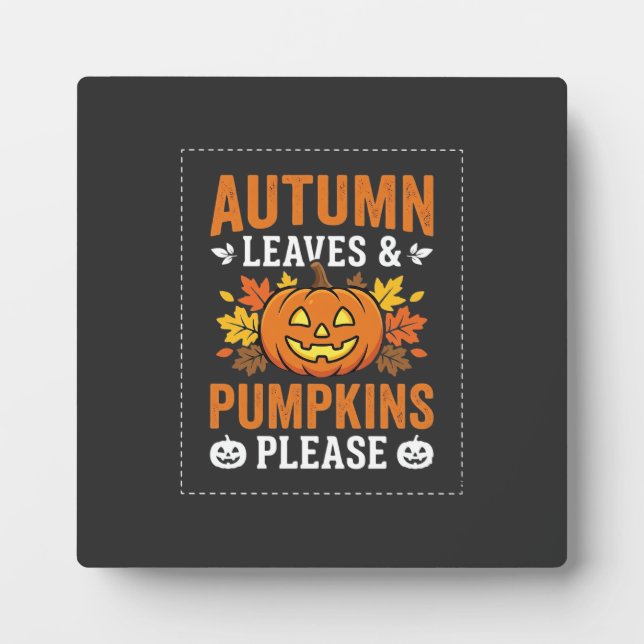 Herbstlaub-Kürbis-Halloween-Design Fotoplatte (Vorderseite)