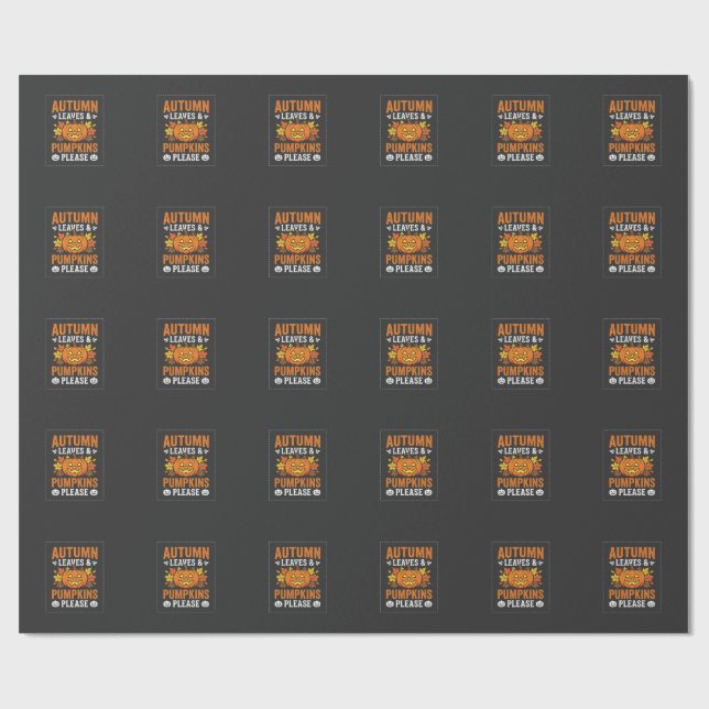 Herbstlaub-Kürbis-Halloween-Design Geschenkpapier (Flach)
