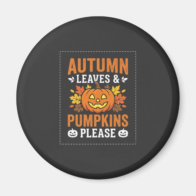 Herbstlaub-Kürbis-Halloween-Design Magnet (Vorne)