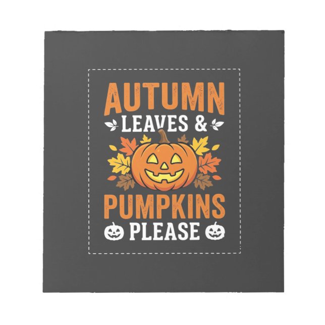 Herbstlaub-Kürbis-Halloween-Design Notizblock (Vorderseite)