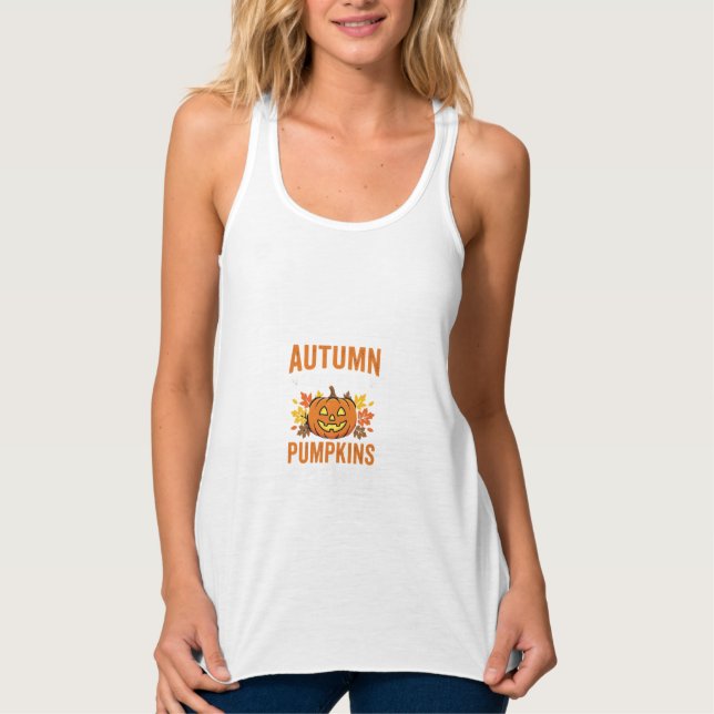Herbstlaub-Kürbis-Halloween-Design Tank Top (Vorderseite)