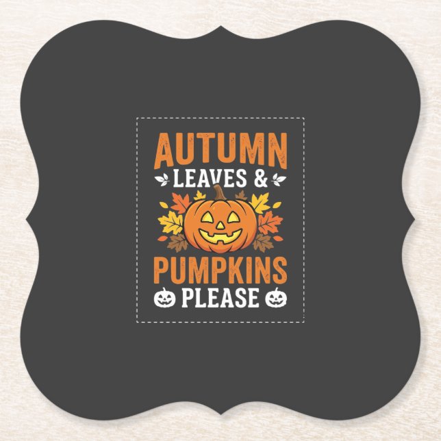 Herbstlaub-Kürbis-Halloween-Design Untersetzer (Vorderseite)